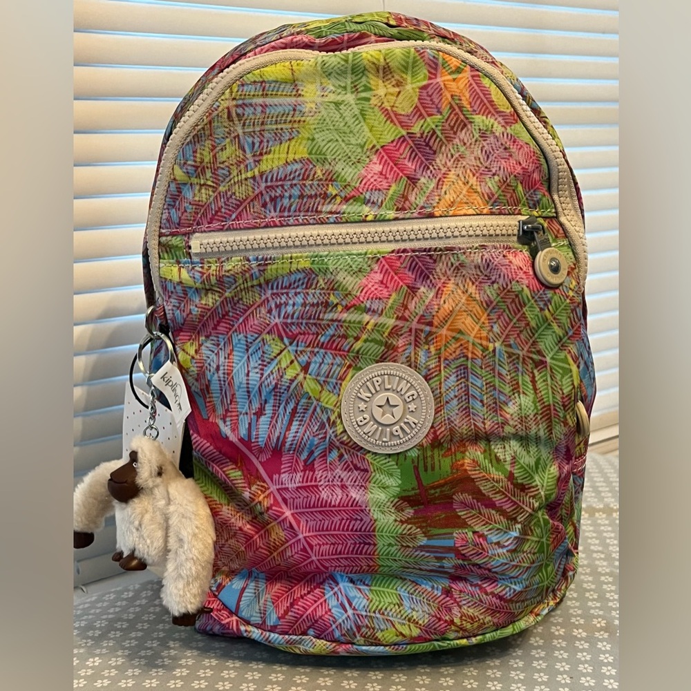 Kipling Multicolor Tropical Print Backpack in Pin… - image 1